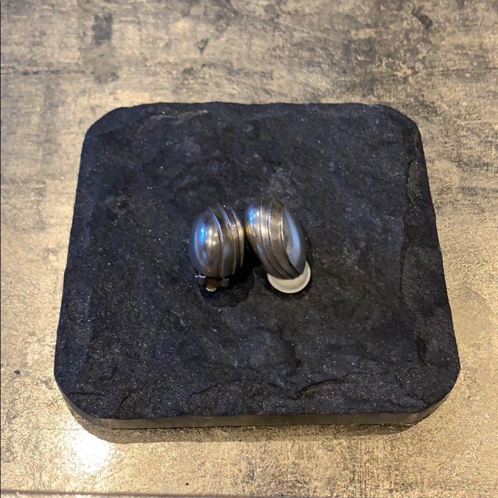 Silver clip on oval earrings